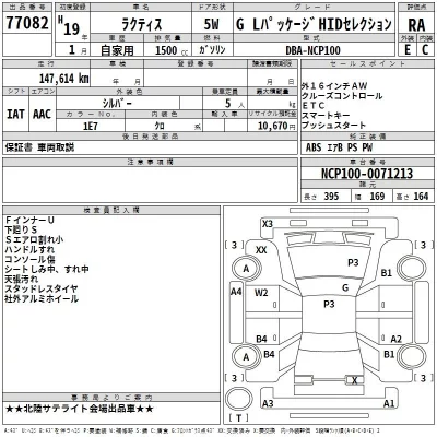 Toyota RACTIS  с аукциона в Японии