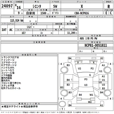 Toyota SIENTA  с аукциона в Японии
