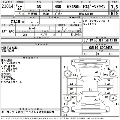 Lexus GS  с аукциона в Японии
