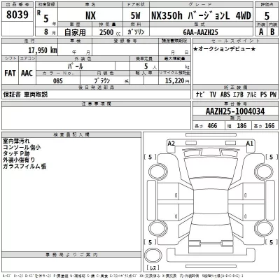 Lexus NX  с аукциона в Японии