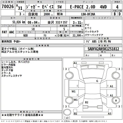 Jaguar E-PACE  с аукциона в Японии