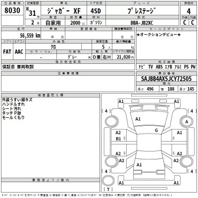 Jaguar XF SERIES  с аукциона в Японии