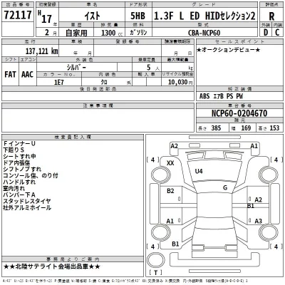 Toyota IST  с аукциона в Японии