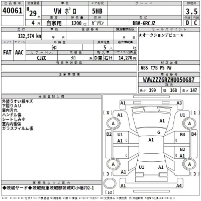 Volkswagen POLO  с аукциона в Японии