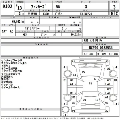 Toyota FUNCARGO  с аукциона в Японии