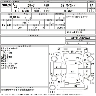 Toyota CARINA  с аукциона в Японии