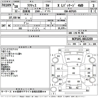 Toyota RACTIS  с аукциона в Японии