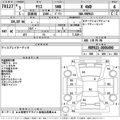 Toyota YARIS  с аукциона в Японии