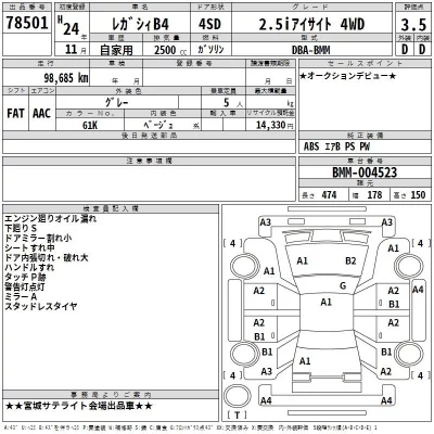 Subaru LEGACY B4  с аукциона в Японии