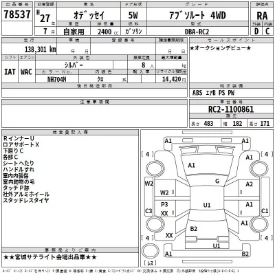 Honda ODYSSEY  с аукциона в Японии