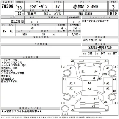 Subaru SAMBAR  с аукциона в Японии