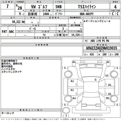 Volkswagen GOLF  с аукциона в Японии
