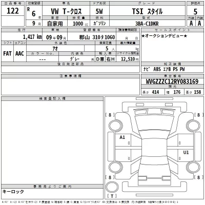 Volkswagen T-CROSS  с аукциона в Японии