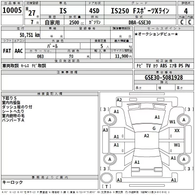 Lexus IS  с аукциона в Японии