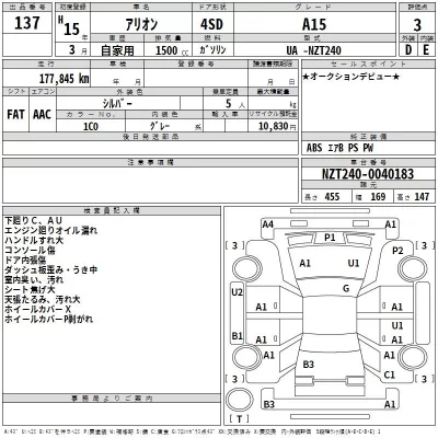 Toyota ALLION  с аукциона в Японии