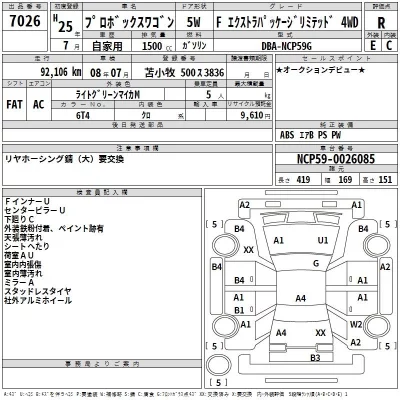 Toyota PROBOX  с аукциона в Японии