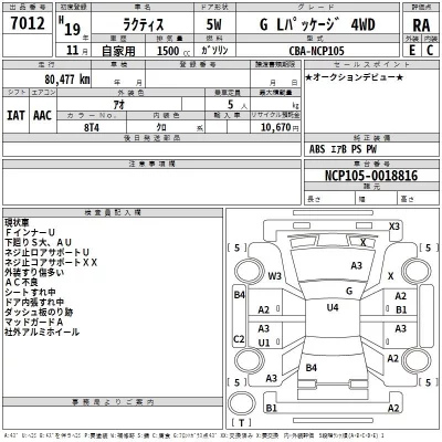Toyota RACTIS  с аукциона в Японии