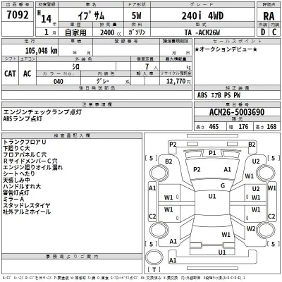 Toyota IPSUM  с аукциона в Японии