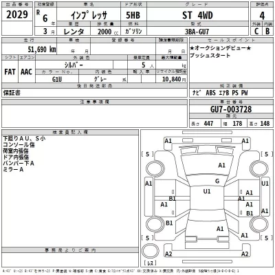 Subaru IMPREZA  с аукциона в Японии