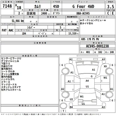 Toyota CAMRY  с аукциона в Японии