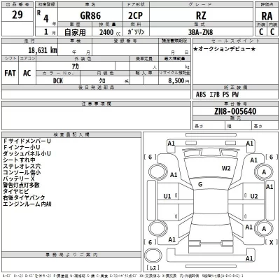 Toyota GT 86  с аукциона в Японии
