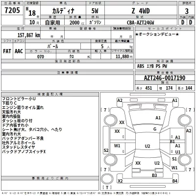 Toyota CALDINA  с аукциона в Японии