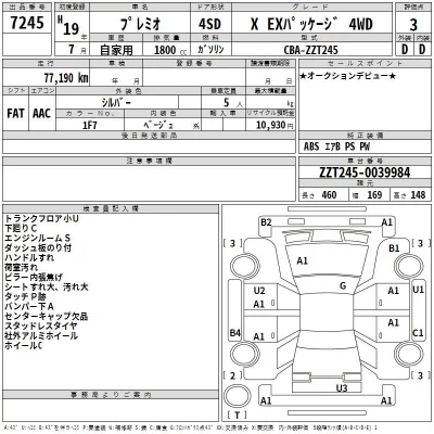 Toyota PREMIO  с аукциона в Японии