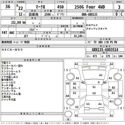 Toyota MARK X  с аукциона в Японии