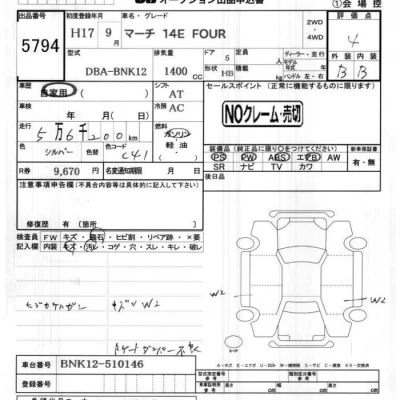 Nissan MARCH  с аукциона в Японии