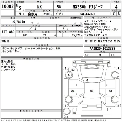 Lexus NX  с аукциона в Японии