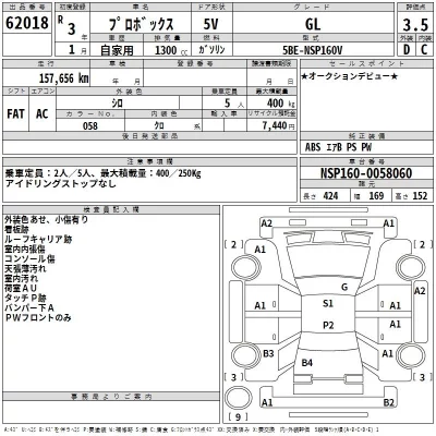 Toyota PROBOX  с аукциона в Японии