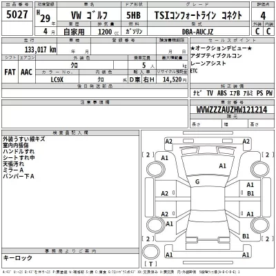 Volkswagen GOLF  с аукциона в Японии