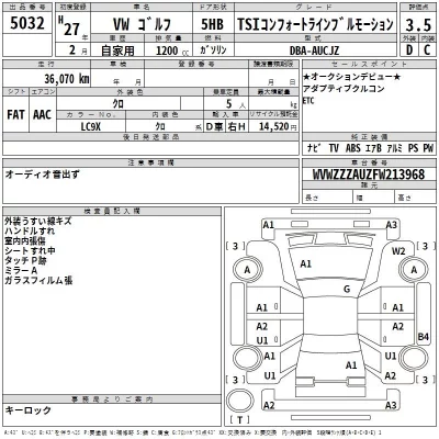 Volkswagen GOLF  с аукциона в Японии