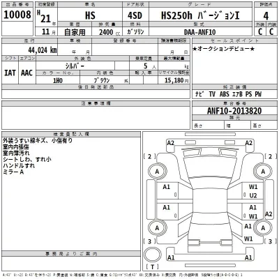 Lexus HS  с аукциона в Японии