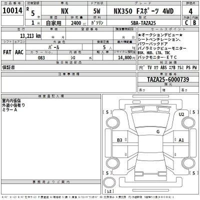 Lexus NX  с аукциона в Японии