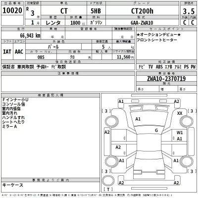 Lexus CT  с аукциона в Японии