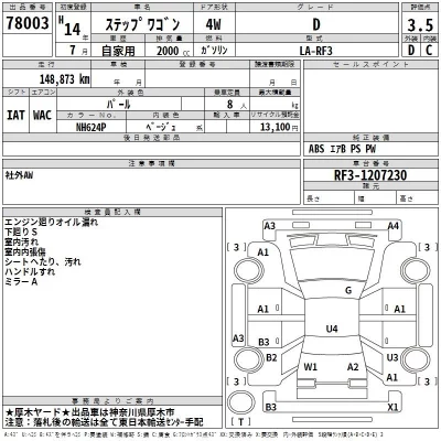Honda STEP WAGON  с аукциона в Японии
