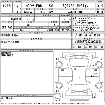 Mercedes-Benz EQA  с аукциона в Японии