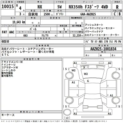 Lexus NX  с аукциона в Японии