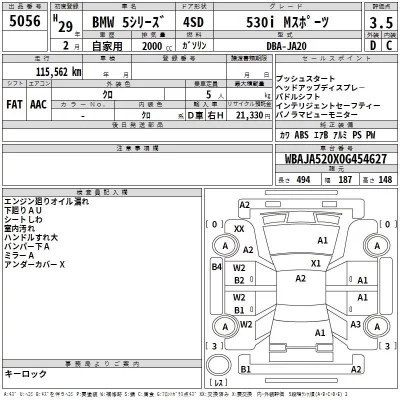 BMW 5-Series  с аукциона в Японии