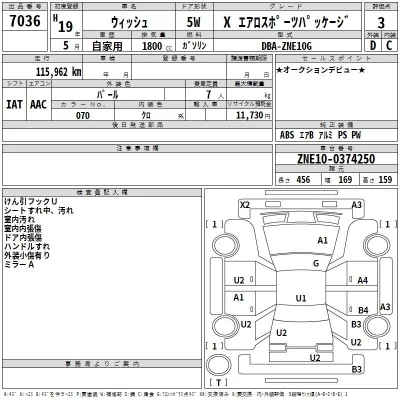 Toyota WISH  с аукциона в Японии