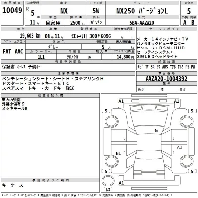 Lexus NX  с аукциона в Японии