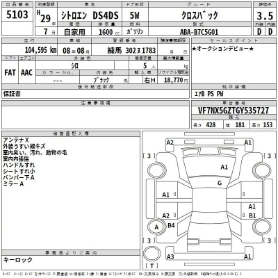 Citroen DS4  с аукциона в Японии