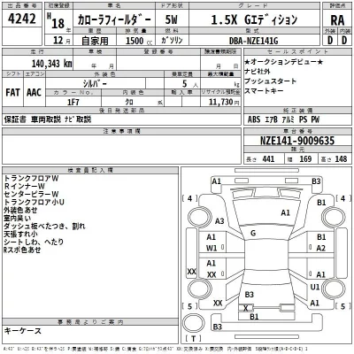 Toyota COROLLA FIELDER  с аукциона в Японии