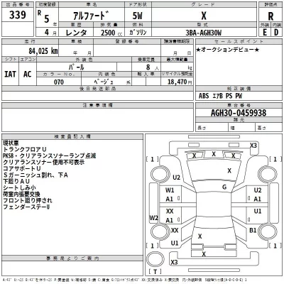 Toyota ALPHARD  с аукциона в Японии