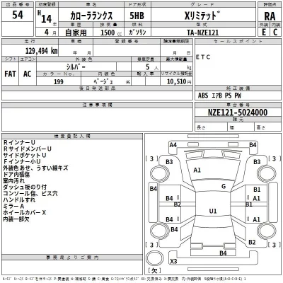 Toyota COROLLA RUNX  с аукциона в Японии