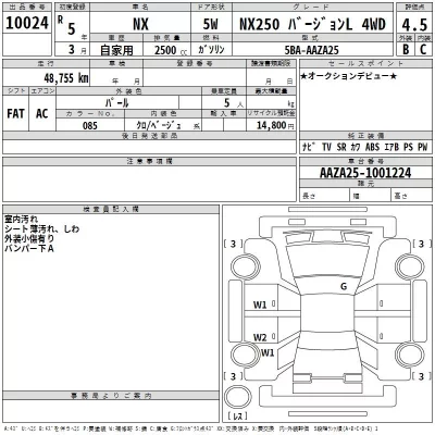 Lexus NX  с аукциона в Японии
