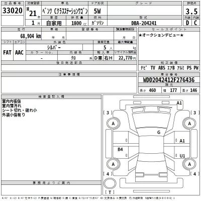 Mercedes-Benz C CLASS WAGON  с аукциона в Японии