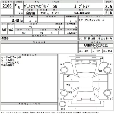 Toyota VELLFIRE  с аукциона в Японии