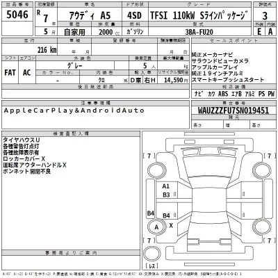 Audi A5  с аукциона в Японии